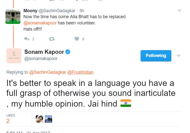 Sonam Kapoor National Anthem