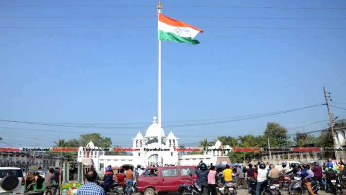 National flag, railway station