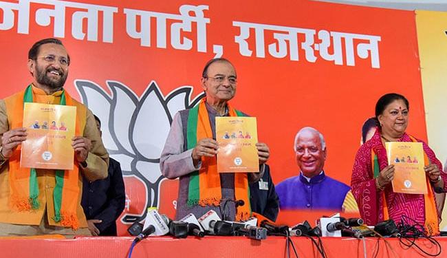 manifesto, rajasthan, bjp