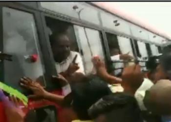 Kumaraswamy, protesters