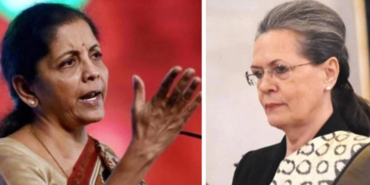 nirmala sitharaman tears into sonia gandhi slams her for burning the nation nirmala sitharaman tears into sonia