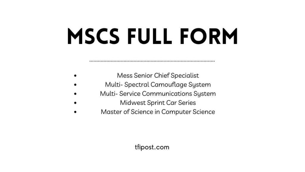 MSCS full form table