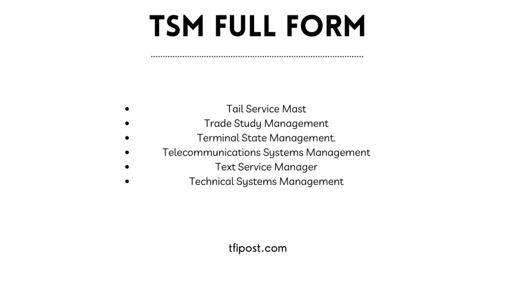 TSM full form table