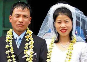 k onler kom and mary kom wedding picture