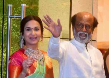 Rajinikanth with his Daughter saudarya at award function