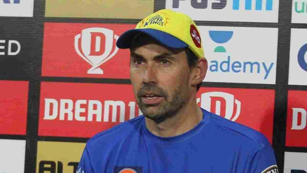 Stephen Fleming doing press conference for CSK