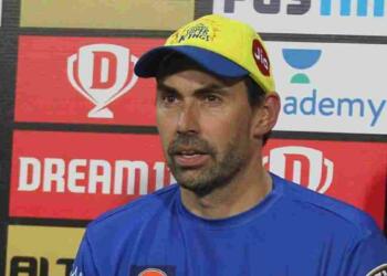 Stephen Fleming doing press conference for CSK