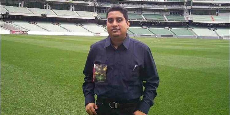 Boria Majumdar in a cricket stadium