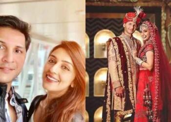 Aarti Chabria with her husband in wedding dress