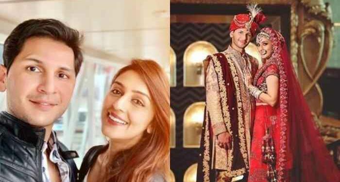 Aarti Chabria with her husband in wedding dress