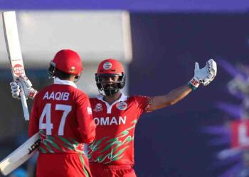 Cricketer Jatinder Singh playing in the ground for OMAN