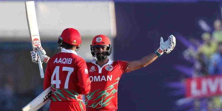 Cricketer Jatinder Singh playing in the ground for OMAN