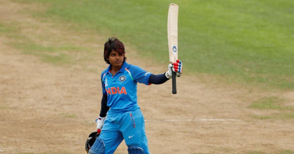 Punam Raut celebrating her hundred