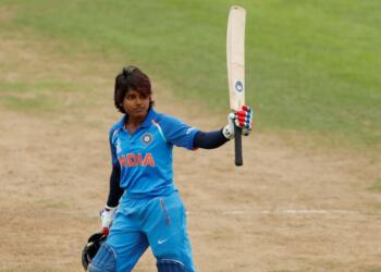 Punam Raut celebrating her hundred