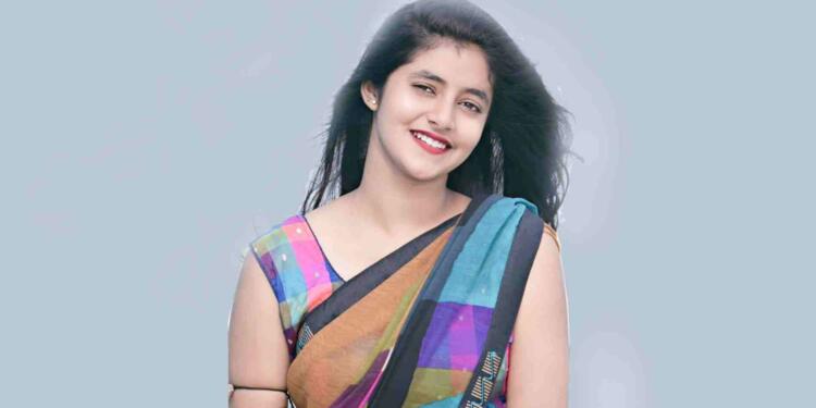 Sanchita Basu in blue saree