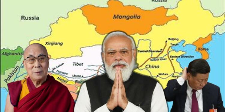 Tibet and India map