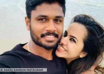 Charulatha Samson with her husband Sanju Samson