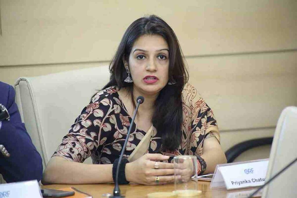 Priyanka Chaturvedi in a press conference