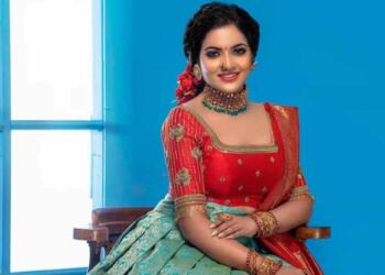 VJ Chithra in lehenga