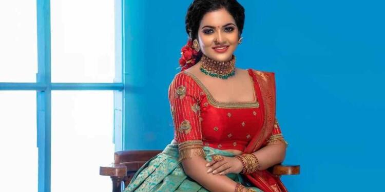 VJ Chithra in lehenga
