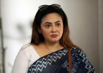 Sreelekha Mitra in blue saree