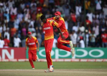 Blessing Muzarabani celebrating wicket