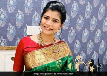 Chinmayi Sripada in green saree