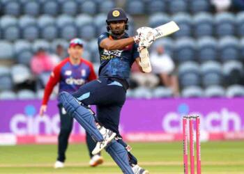 Dasun Shanaka playing shot against England