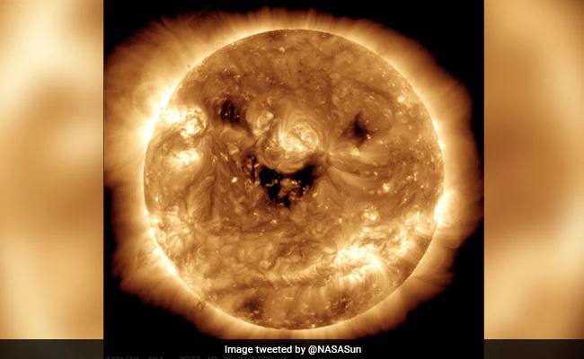 Nasa smiling sun picture tweeted by NASA