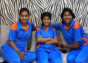 Poonam Yadav with Mithali and Jhoolan