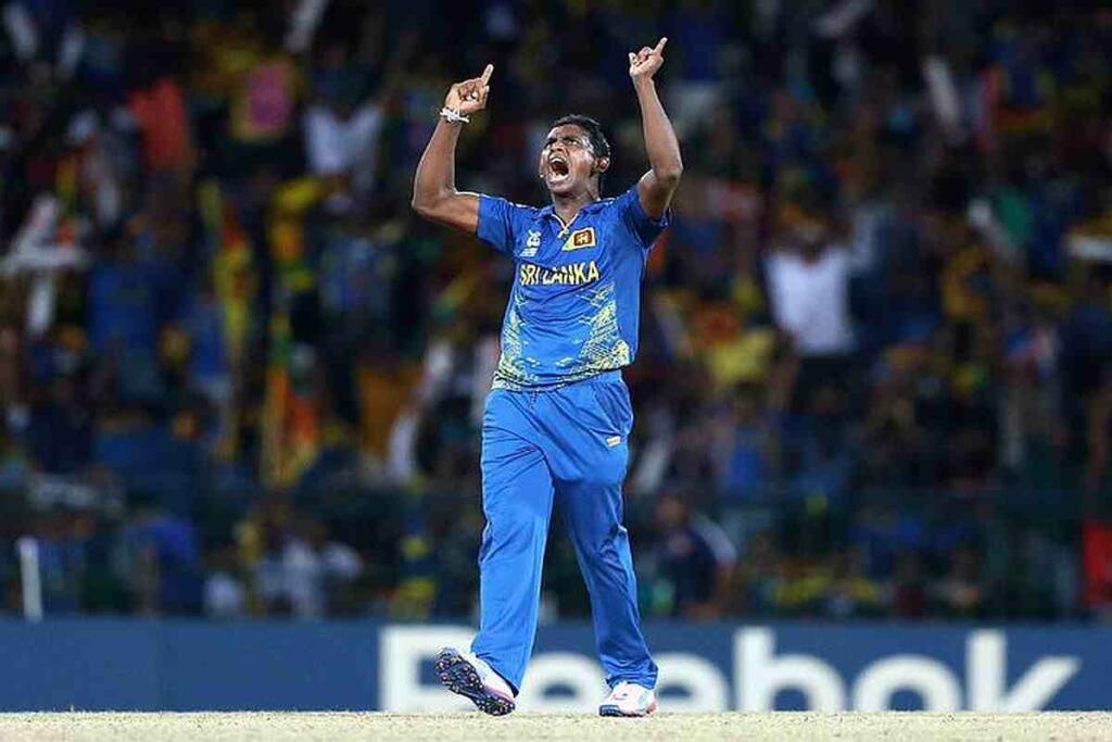 Ajantha Mendis celebrating wicket