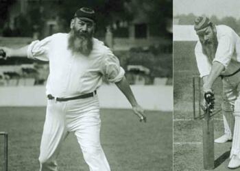 Father of cricket Gilbert Grace playing cricket