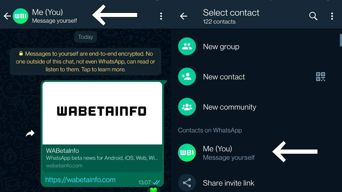 Message Yourself WhatsApp Feature tutorial 