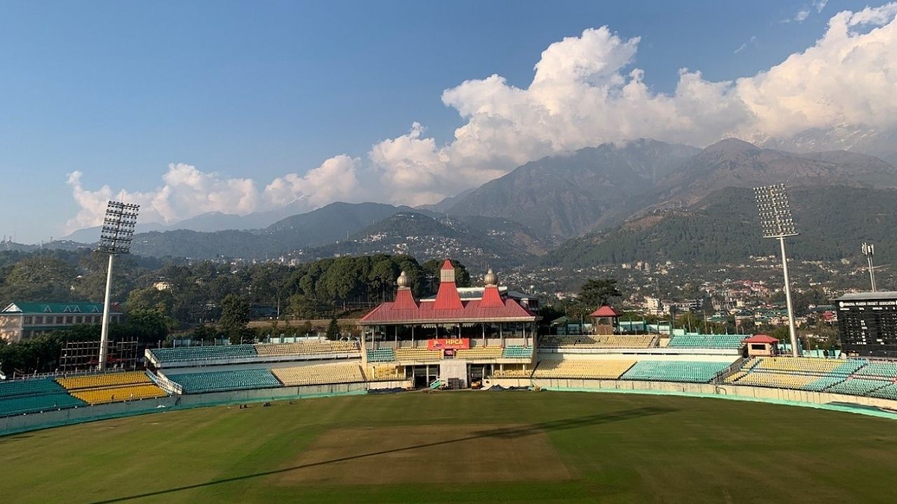 Dharamshala Cricket Stadium drone view 