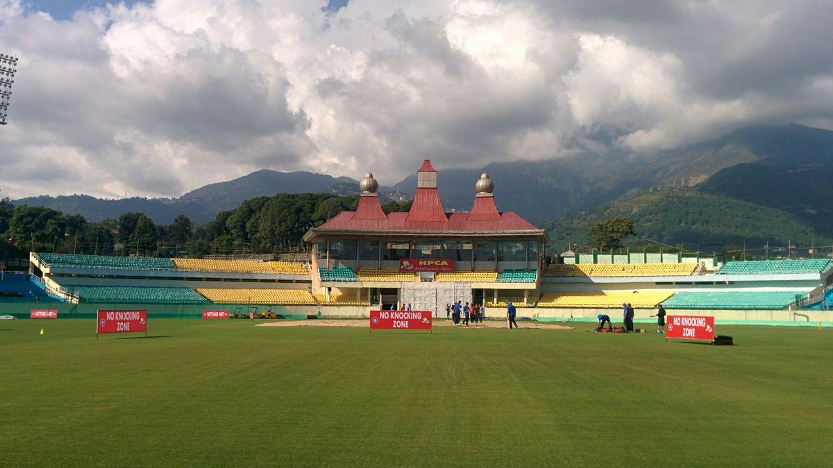 Dharamshala Cricket Stadium stands 