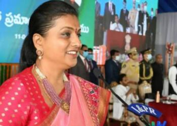 MLA Roja Selvamani at rally