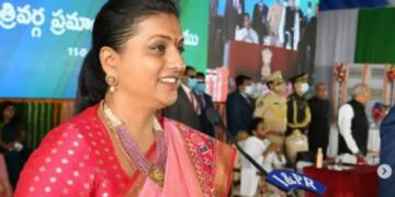 MLA Roja Selvamani at rally