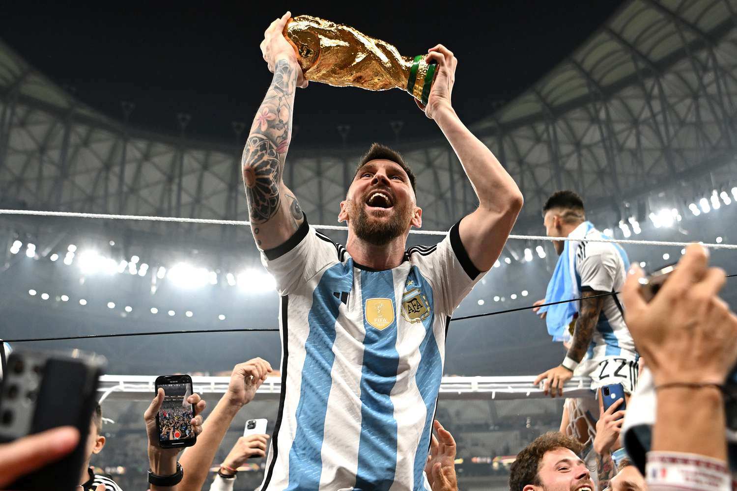 Messi with world cup trophy most like pictures on Instagram
