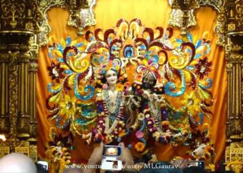 Hare Ram Hare Krishna Mandir Janmashtami decoration ideas at home thumbnail