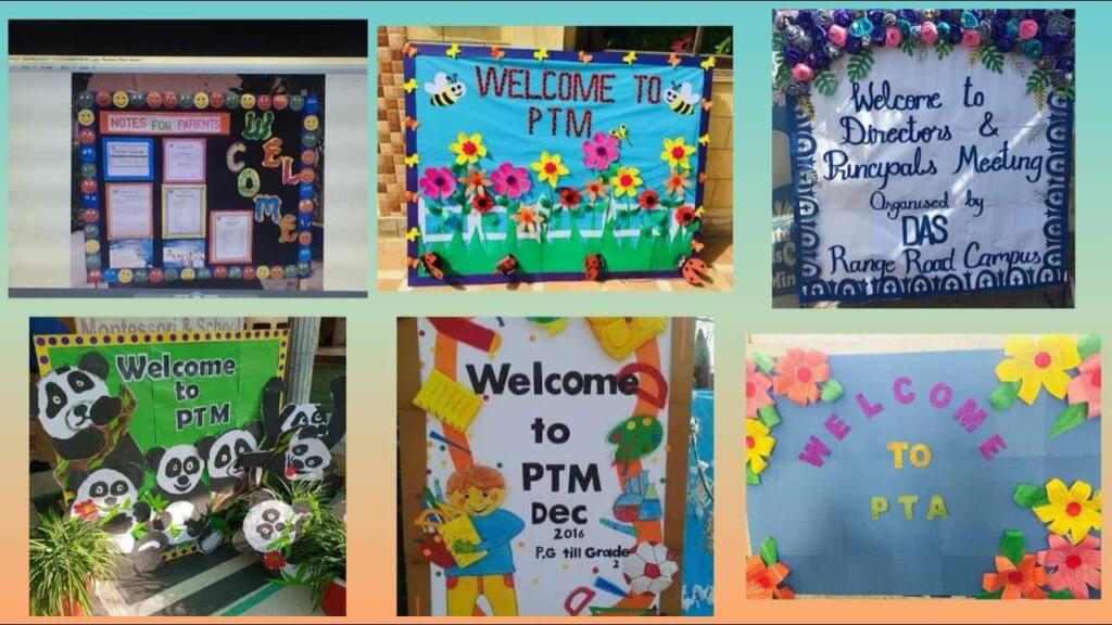 Teacher meeting PTM board decoration ideas poster