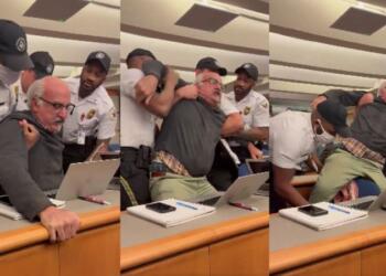Pro-Palestinian journalist lecture Biden govt as officers drag him out