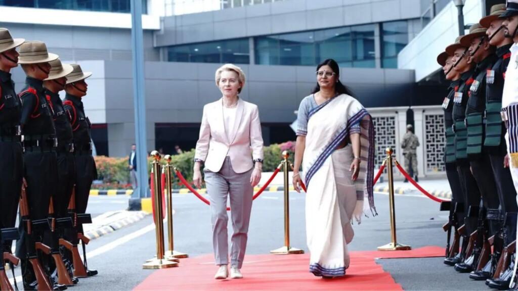 EU Commission President Ursula von der Leyen Arrives in India