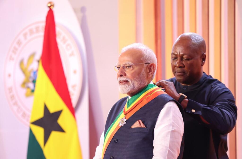 Prime Minister Narendra Modi has been conferred with Ghana’s highest state honour