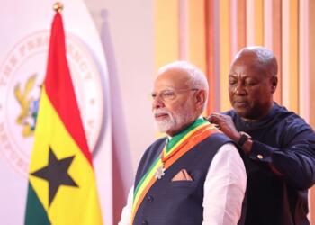 Prime Minister Narendra Modi has been conferred with Ghana’s highest state honour