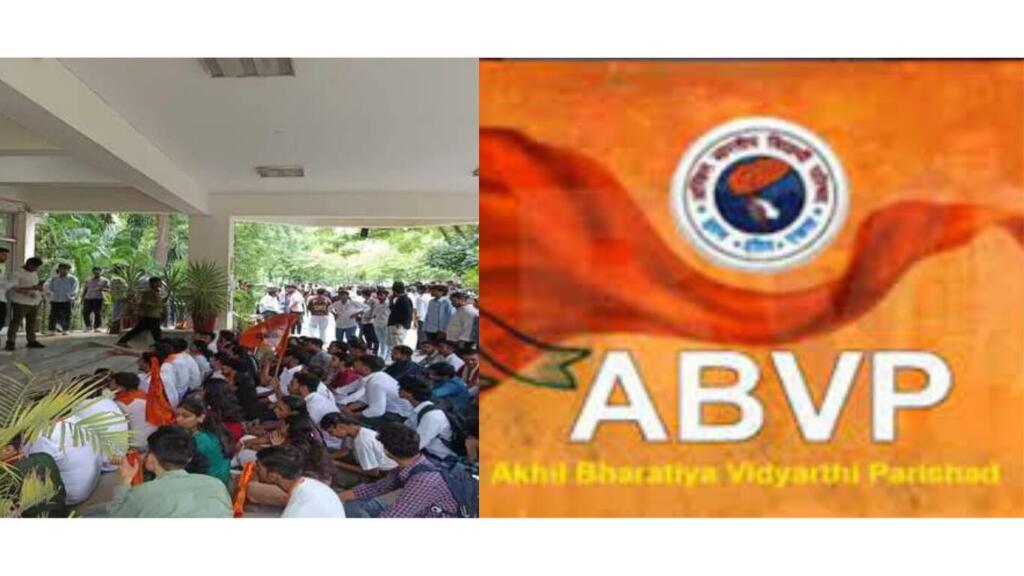 ABVP stages protests across all colleges of Delhi University against the imposition of Rs1 lakh election bond
