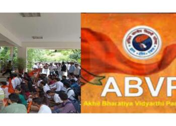 ABVP stages protests across all colleges of Delhi University against the imposition of Rs1 lakh election bond