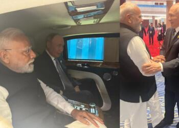 Prime Minister Narendra Modi and Russian President Vladimir Putin shared a ride in an Aurus sedan to their bilateral meeting in Tianjin