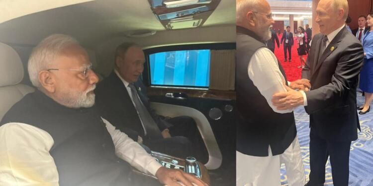 Prime Minister Narendra Modi and Russian President Vladimir Putin shared a ride in an Aurus sedan to their bilateral meeting in Tianjin