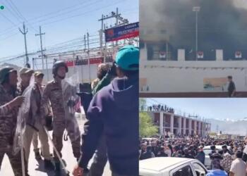 Leh Erupts in Protest as Clashes Break Out Over Statehood Demand; BJP Office, Police Van Set Ablaze