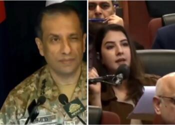 Director General Lt Gen Ahmed Sharif Chaudhry and the Female Journalist